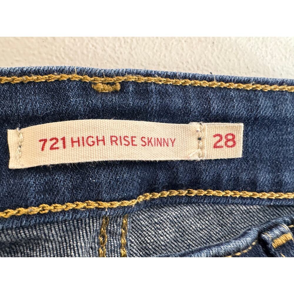 Levi's 712 High Rise Skinny blue denim jeans stretch raw hem 5 pocket Sz 28 - Picture 7 of 8